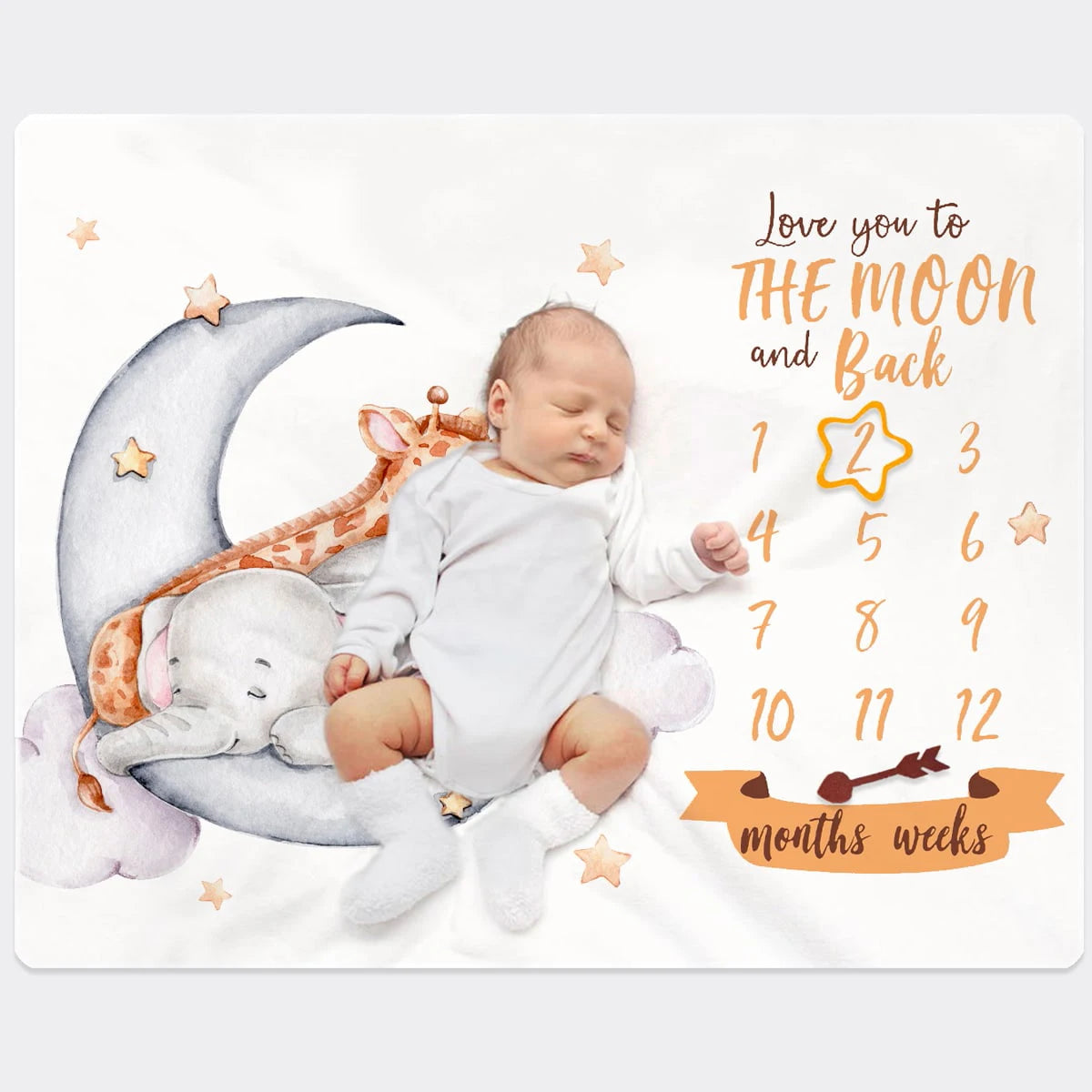 100*120Cm Baby Milestone Flannel Blanket Newborn Photography Blanket Baby Photo Shooting Background Growth Commemorative