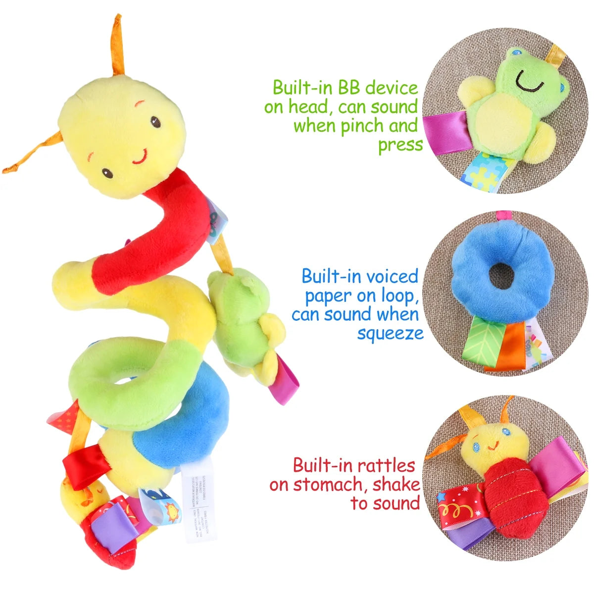 Baby Car Seat Toy Crib Cot Pram Hanging Rattles Spiral Stroller Toys with Ringing Bell