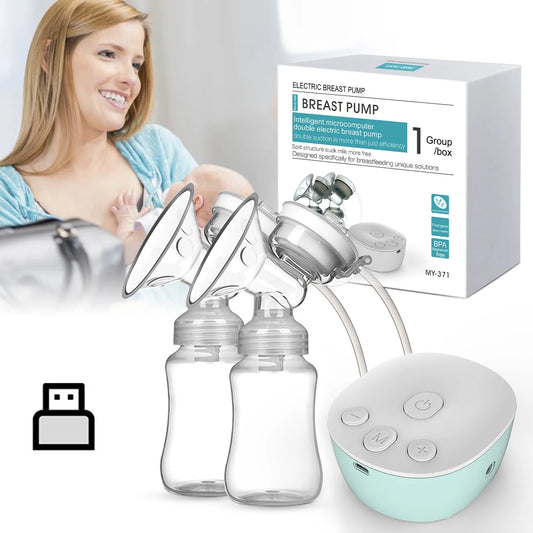 Double Electric Breast Pumps, Portable Dual Breastfeeding Milk Pumps Pain-Free Strong Suction Power for Millk Collect and Breast Massage, 3 Modes 9 Levels