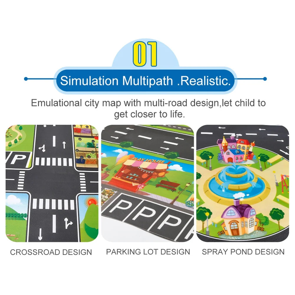 Kids Rug Children Toy Car Rug Town Road Map Cars City Play Mat Street Carpet Mat