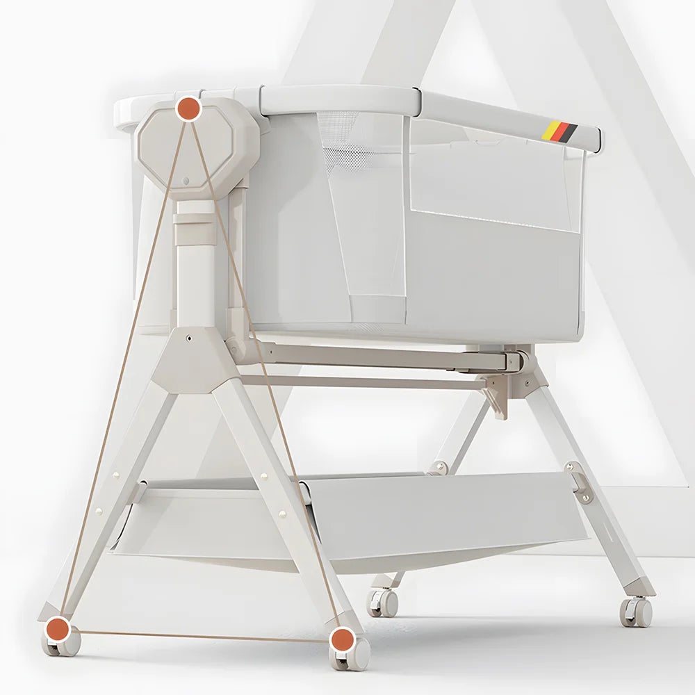 Bassinet,Electric Rocking Bassinet,Bedside Co-Sleeper,Unisex Baby Travel Bed with Wheels(Khaki)