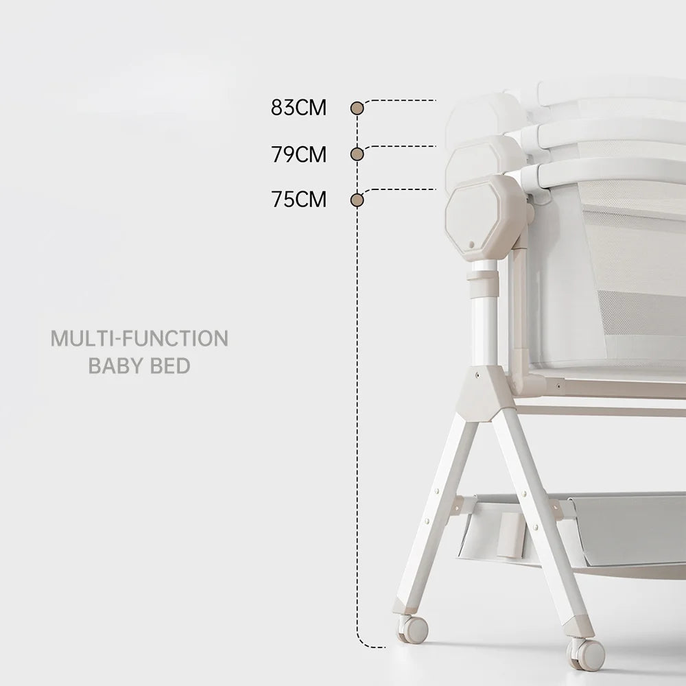 Bassinet,Electric Rocking Bassinet,Bedside Co-Sleeper,Unisex Baby Travel Bed with Wheels(Khaki)