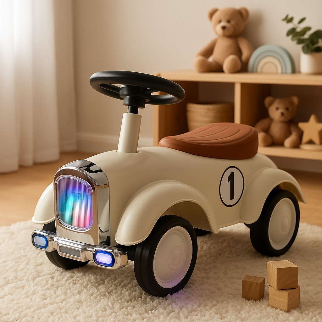 Kids’ Swing Car with LED Lights & Music – Anti-Rollover Balance Ride-On Toy for Toddlers (Ages 1+)