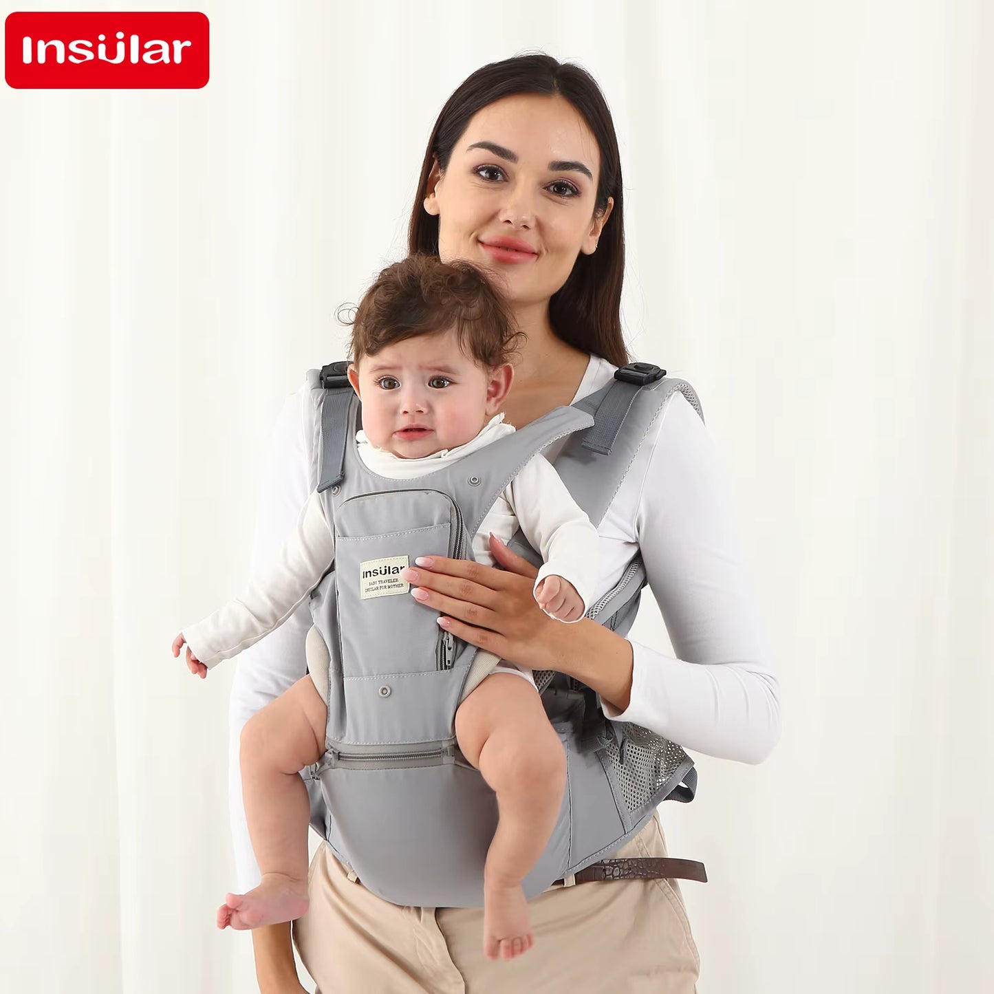 3 in 1 Baby Carrier Multi-Functional Childs Waist Stool Breathable Waist Stool with Hip Seat Front Hold Portable 4 Season