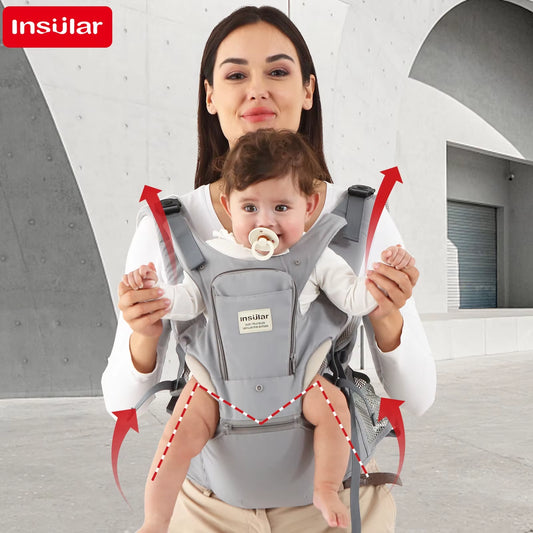 3 in 1 Baby Carrier Multi-Functional Childs Waist Stool Breathable Waist Stool with Hip Seat Front Hold Portable 4 Season