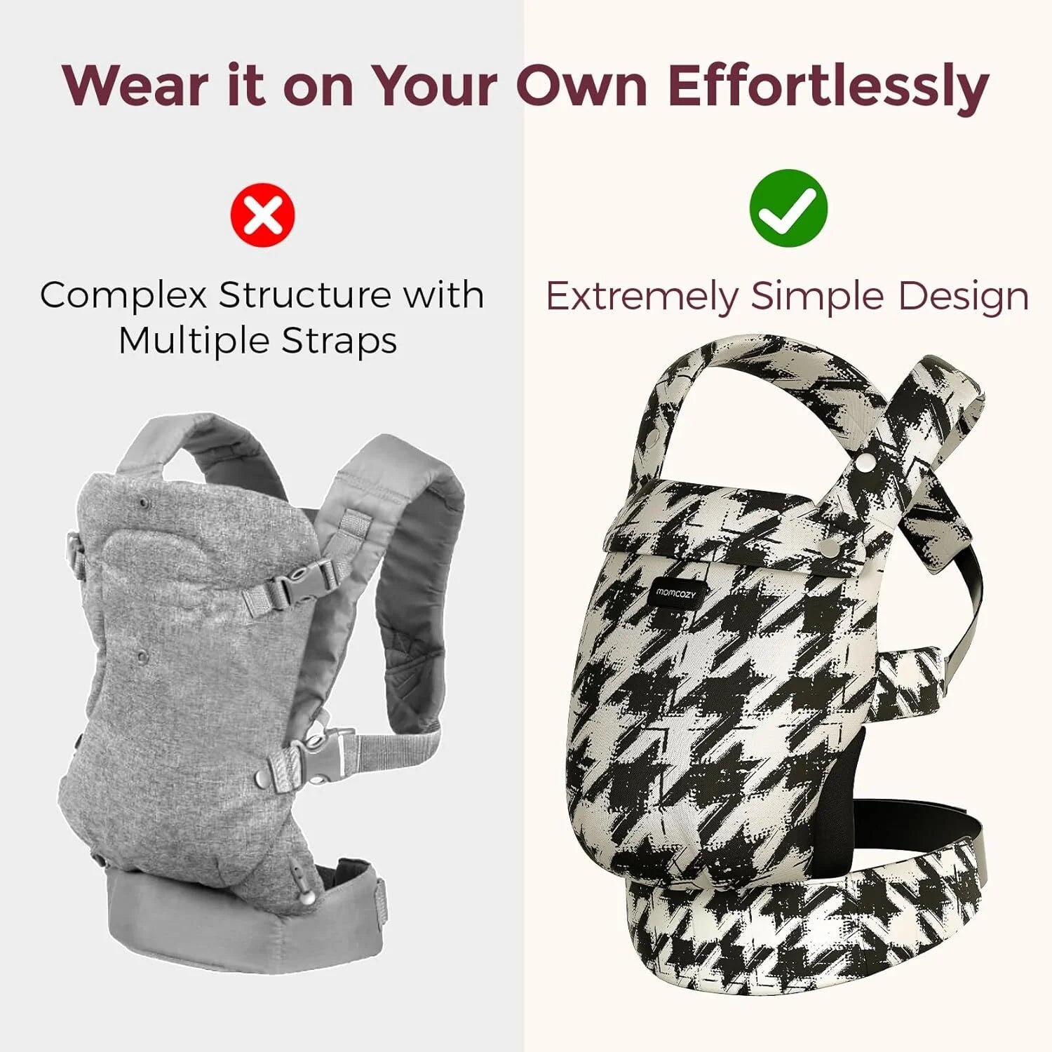Baby Carrier Infant to Toddler - Ergonomic, Cozy and Lightweight Infant Carrier for 7-44Lbs, Effortless to Put On, Ideal for Hands-Free Parenting, Enhanced Lumbar Support