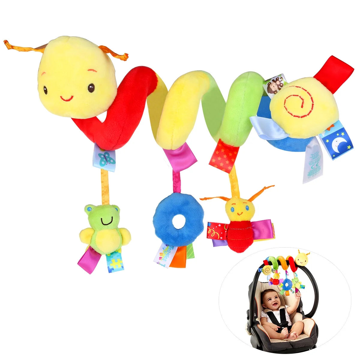 Baby Car Seat Toy Crib Cot Pram Hanging Rattles Spiral Stroller Toys with Ringing Bell