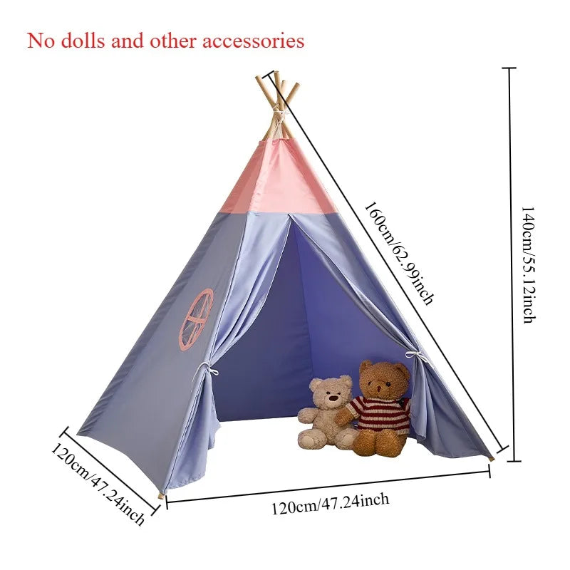 1.6M Tent for Kids Teepee Portable Indoor Outdoor Plain Boys and Girls Triangle Tent Children'S Hands-On Play House Game at Home