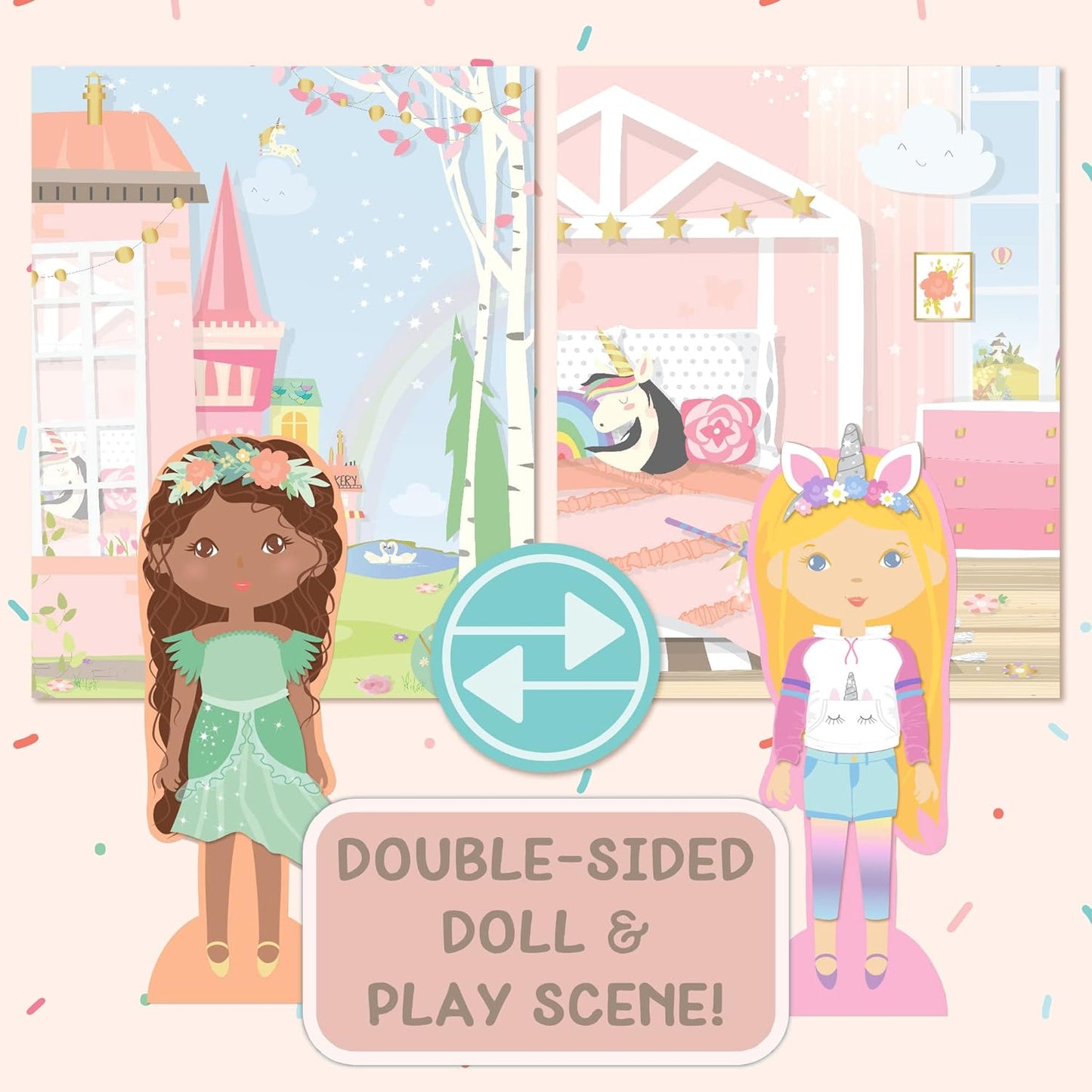 Story Magic Wooden Dress-Up Doll by , Dress up Magnetic Wood Double Sided Doll, over 40 Outfit and Accessory Pieces, Creative Pretend Play, Perfect for Ages 4+
