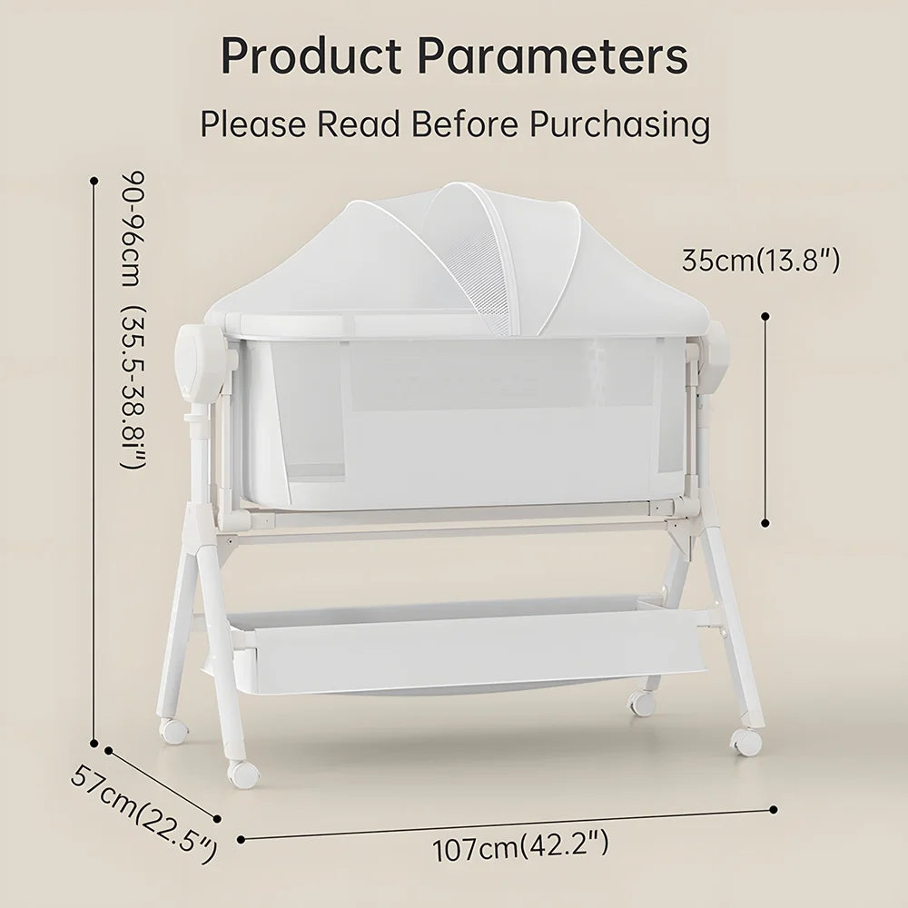 Bassinet,Electric Rocking Bassinet,Bedside Co-Sleeper,Unisex Baby Travel Bed with Wheels(Khaki)