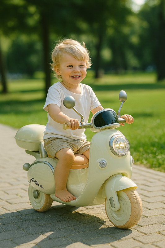 Kids Electric Motorcycle Tricycle – Retro 3-Wheel Ride-On Toy for Boys & Girls Ages 1–6 | Outdoor Classic Scooter Bike
