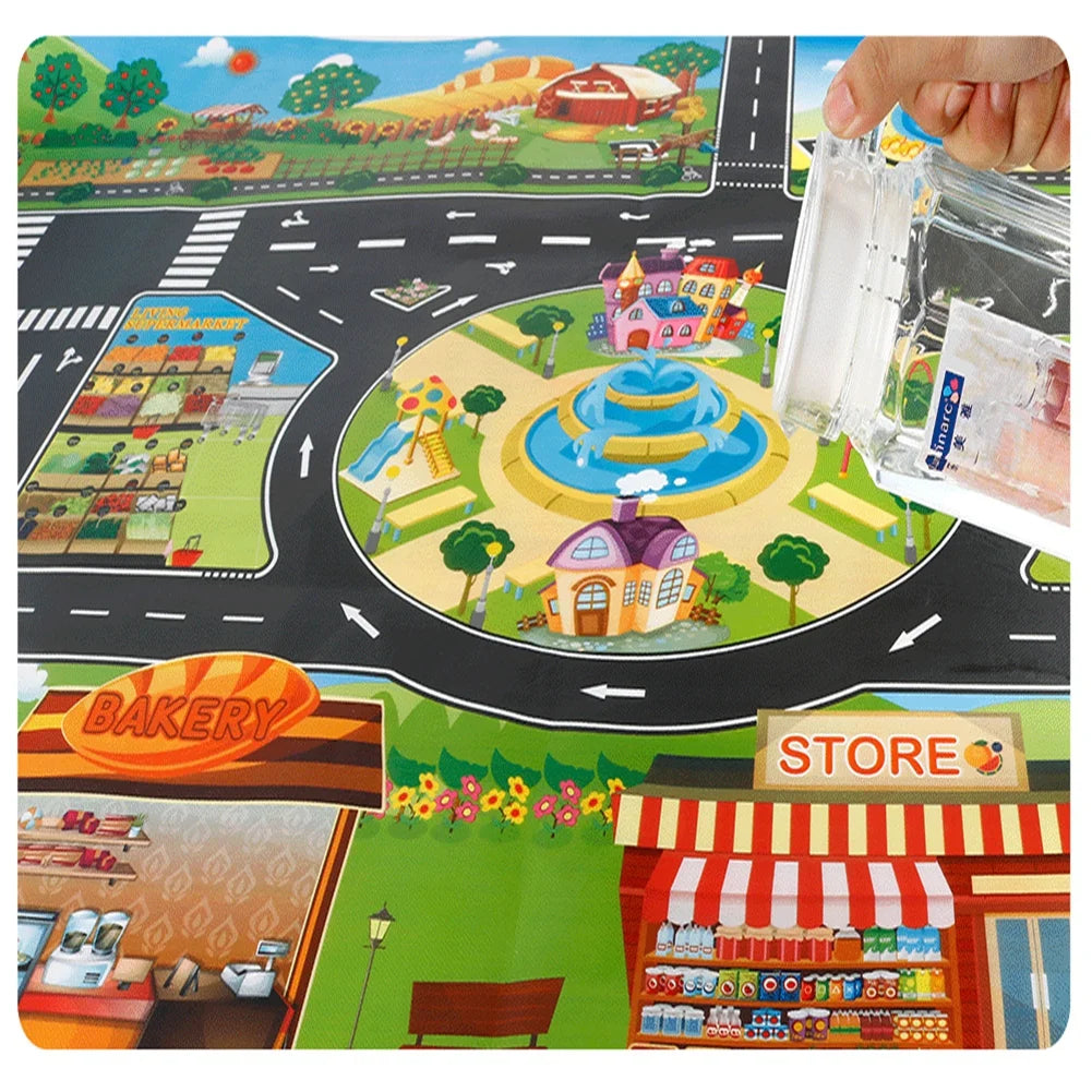 Kids Rug Children Toy Car Rug Town Road Map Cars City Play Mat Street Carpet Mat