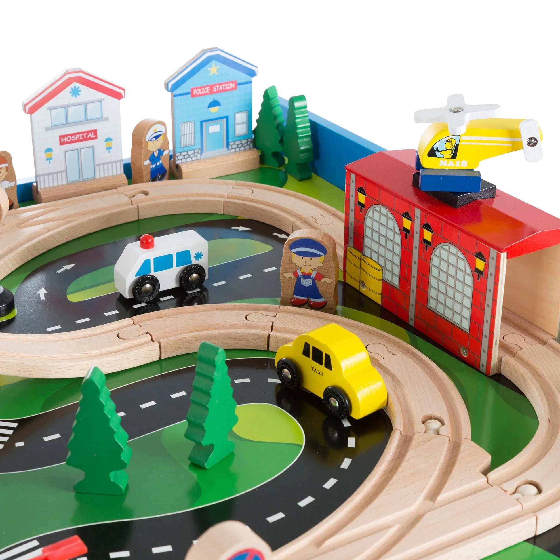 Wooden Train Set & Table for Kids - Complete Set with 75 Pieces
