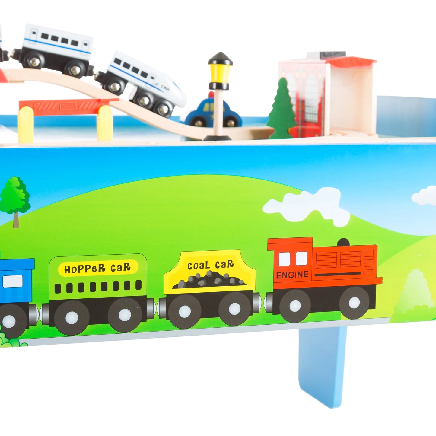Wooden Train Set & Table for Kids - Complete Set with 75 Pieces