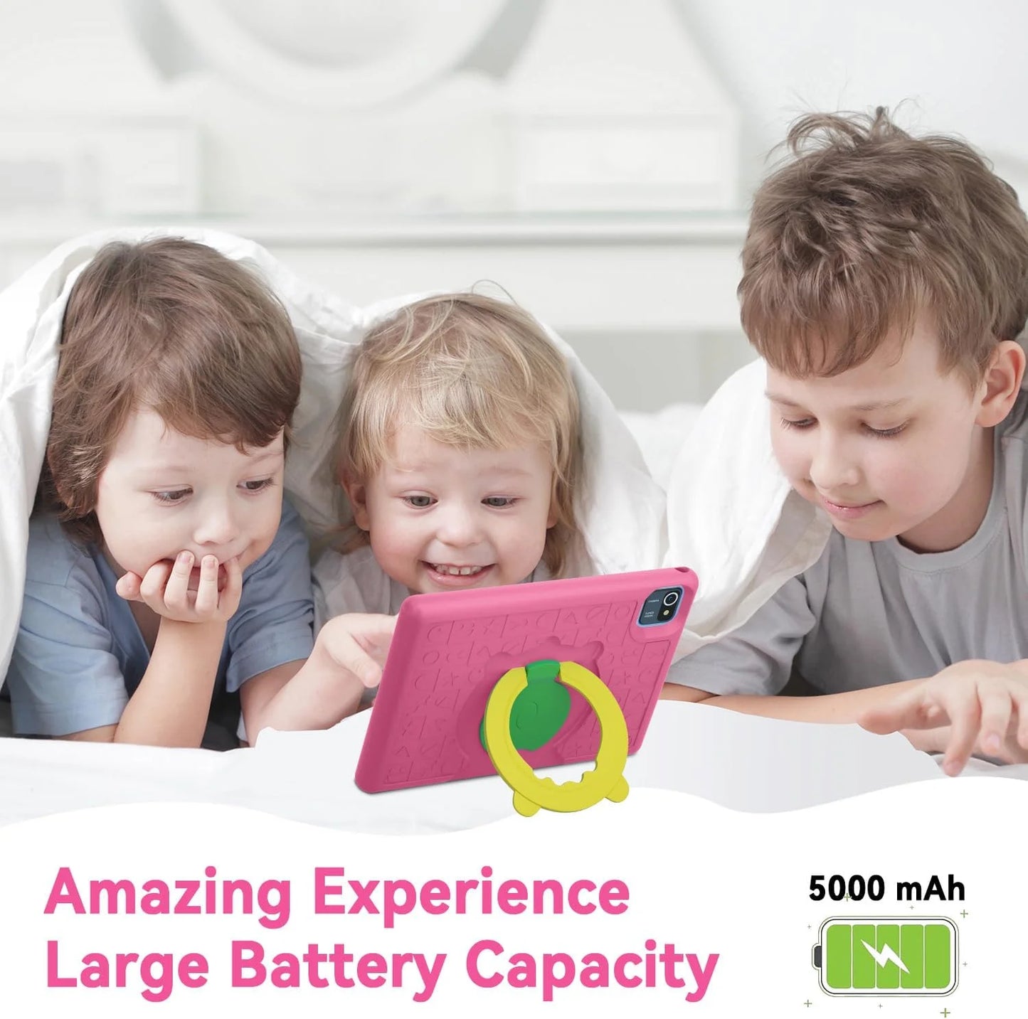Tablet for Kids, 10Inch Android 13 Kids Tablet with 6GB RAM+64GB ROM+128GB SD Expansion, 5000 Mah, Dual Camera, Tablet with Parent Control & Kids Education-Pink