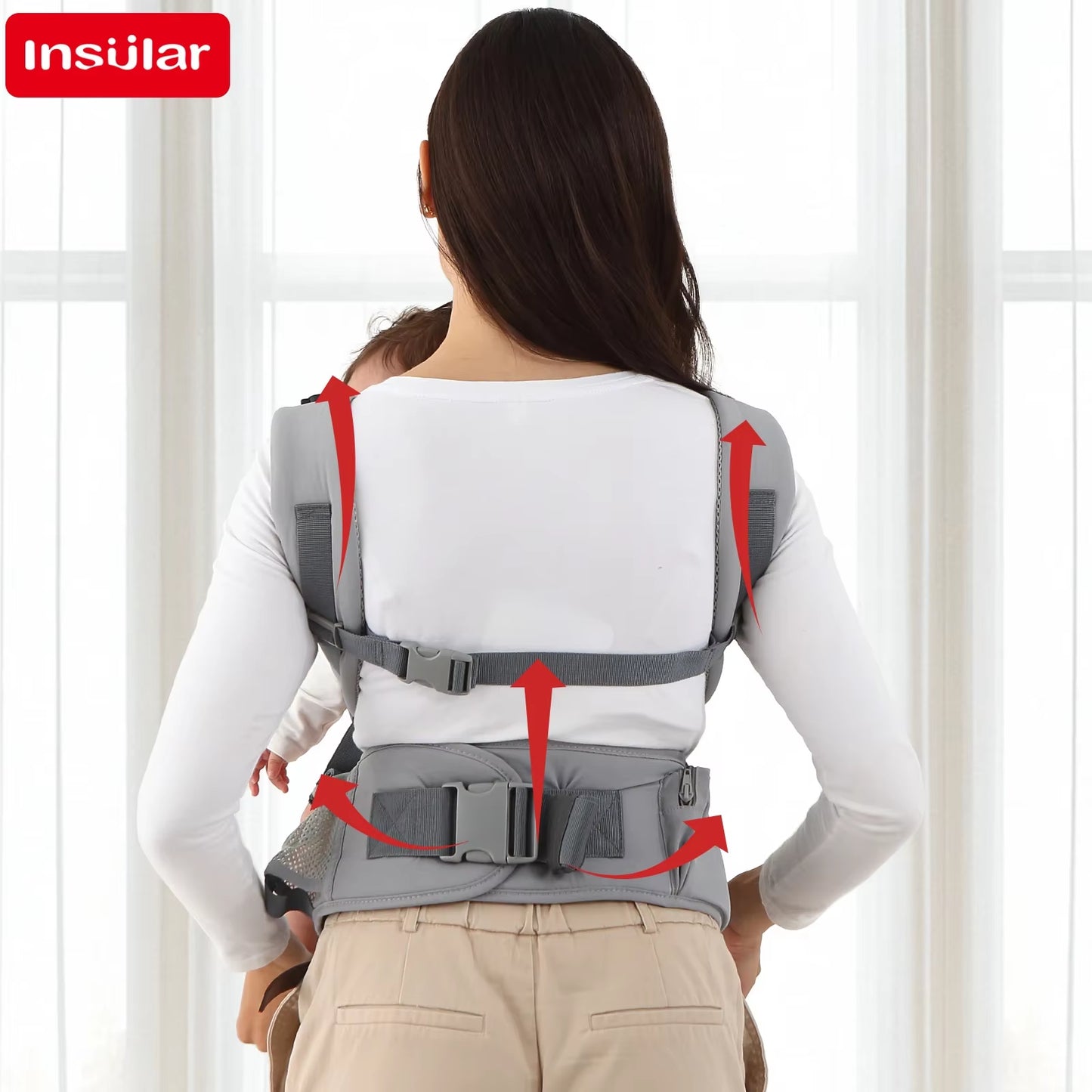 3 in 1 Baby Carrier Multi-Functional Childs Waist Stool Breathable Waist Stool with Hip Seat Front Hold Portable 4 Season