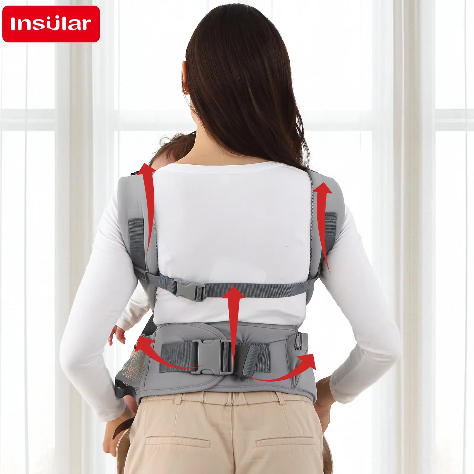 3 in 1 Baby Carrier Multi-Functional Childs Waist Stool Breathable Waist Stool with Hip Seat Front Hold Portable 4 Season