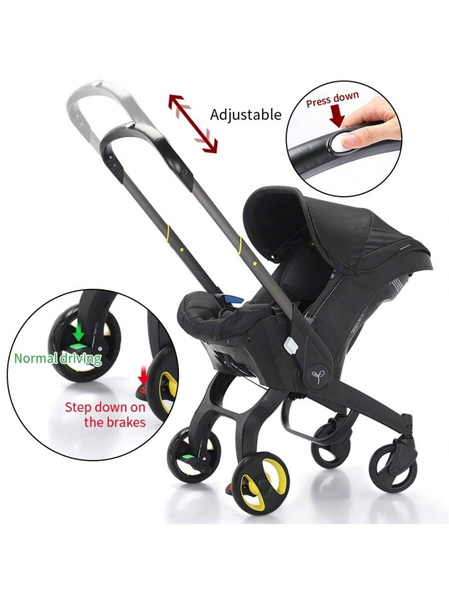 Baby Stroller with a Bag, without Latch Base, Stroller for Newborn, Multi Functional Newborn Stroller, Toddler Stroller with Reversible Stroller Seat, Black