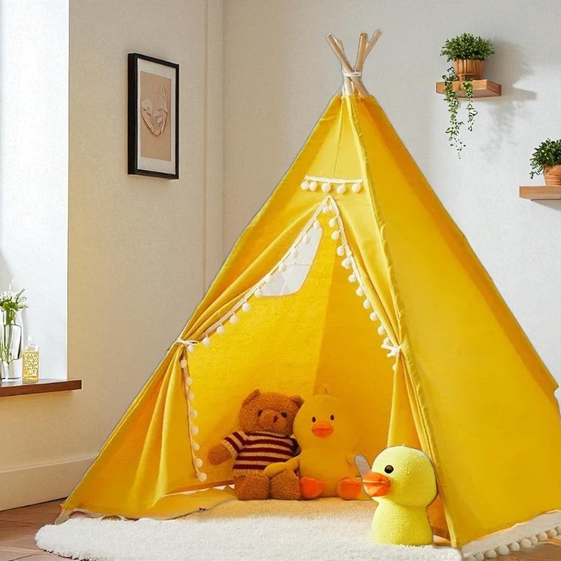 Tent for Kids Teepee Portable Indoor Outdoor Plain Boys and Girls Triangle Tent Children'S