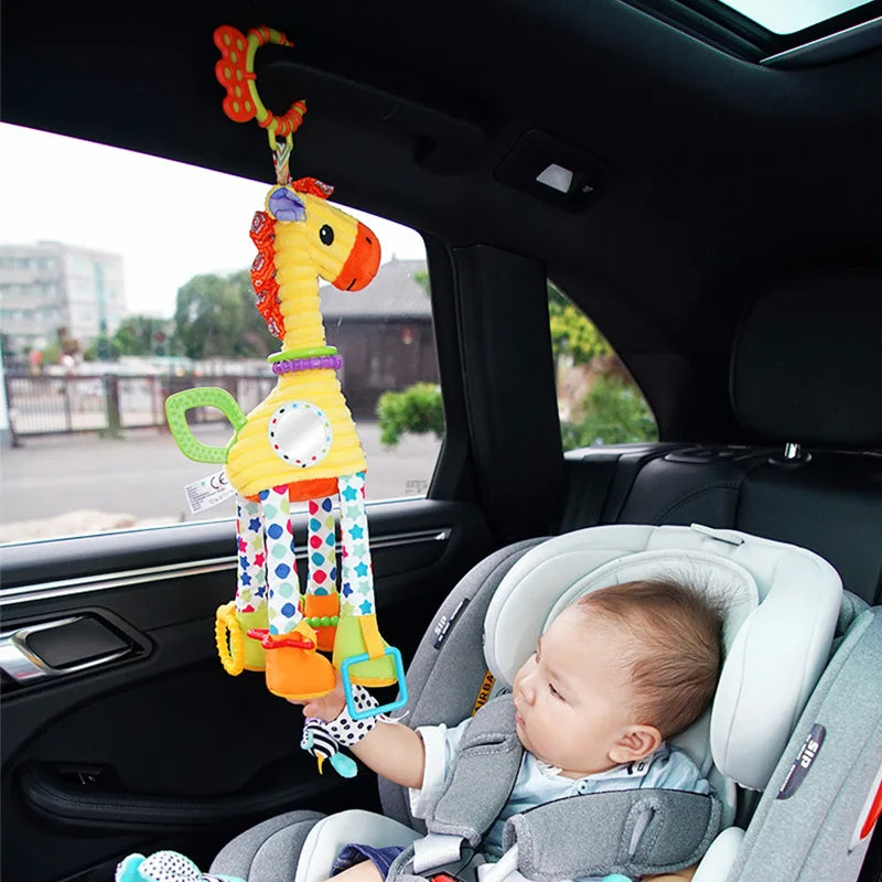 Soft Giraffe Zebra Animal Handbells Rattles Plush Infant Baby Development Handle Toys with Teether Baby Toy for Newborn Gifts