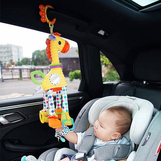 Soft Giraffe Zebra Animal Handbells Rattles Plush Infant Baby Development Handle Toys with Teether Baby Toy for Newborn Gifts