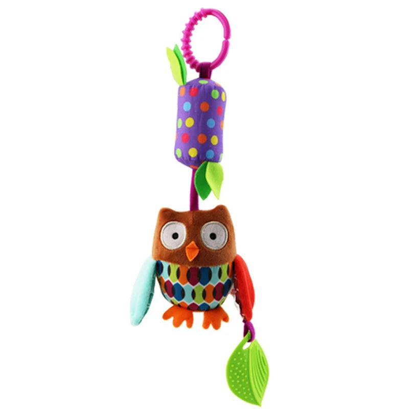 Soft Giraffe Zebra Animal Handbells Rattles Plush Infant Baby Development Handle Toys with Teether Baby Toy for Newborn Gifts