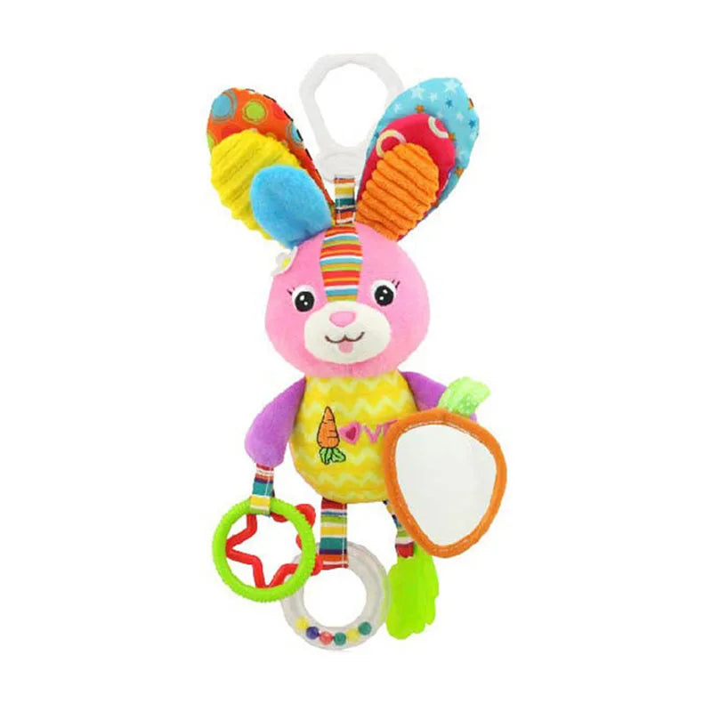 Soft Giraffe Zebra Animal Handbells Rattles Plush Infant Baby Development Handle Toys with Teether Baby Toy for Newborn Gifts