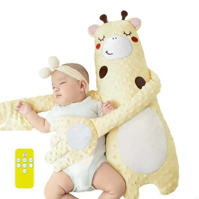 Baby Sleep Soothing Hand Toy Pattable Mood Pacify Pillow for Comforting Cartoon Animal Gentle Patting Doll No/With Music