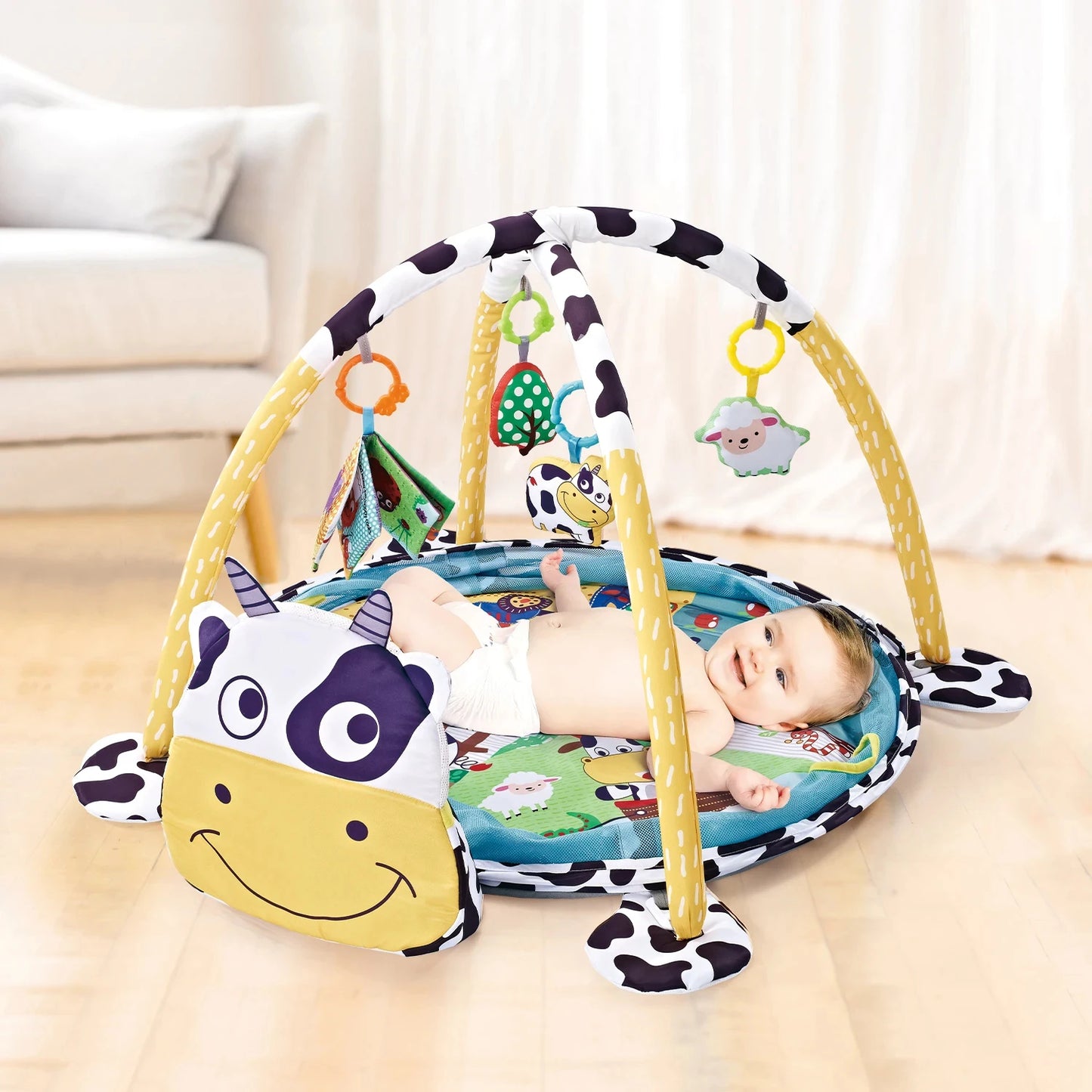 Multifunctional Baby Cartoon Early Education Fitness Frame Kids Activity Mat Newborn Enlightenment Toy Fitness Room Activity Toy
