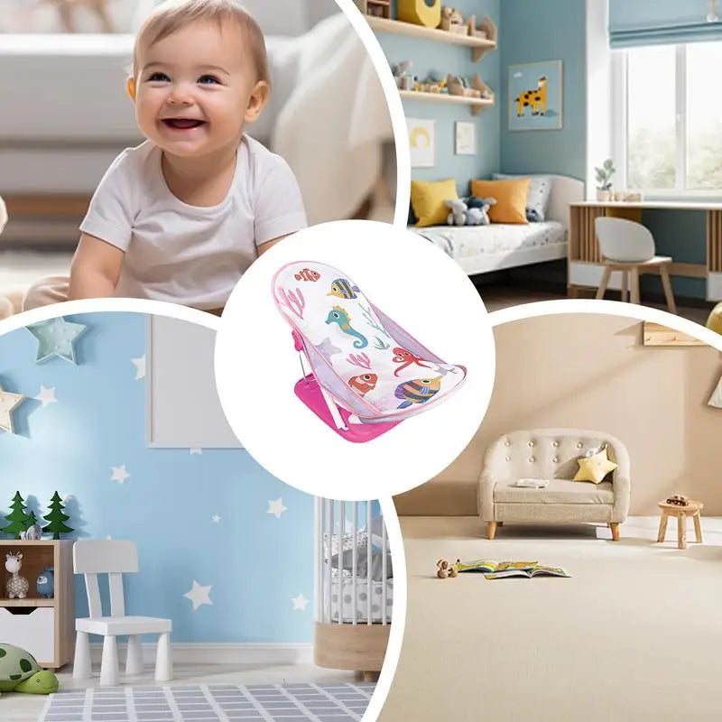 Toddler Bath Seat Foldable Bath Bather for Toddler Toddler Folding Shower Rack for Bathtub Counter Sink Bathroom