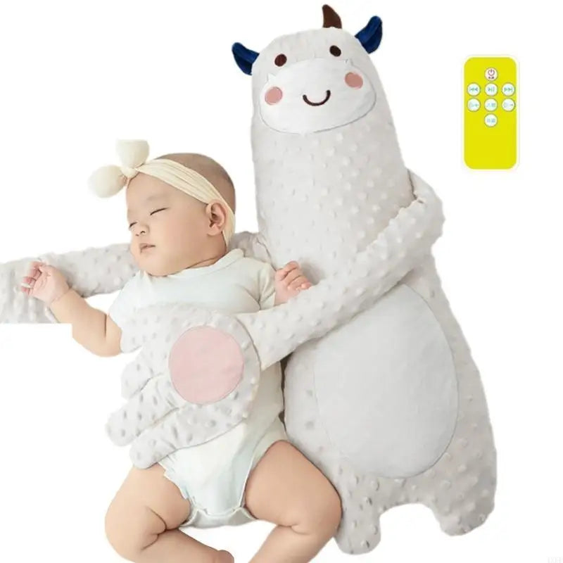 Baby Sleep Soothing Hand Toy Pattable Mood Pacify Pillow for Comforting Cartoon Animal Gentle Patting Doll No/With Music