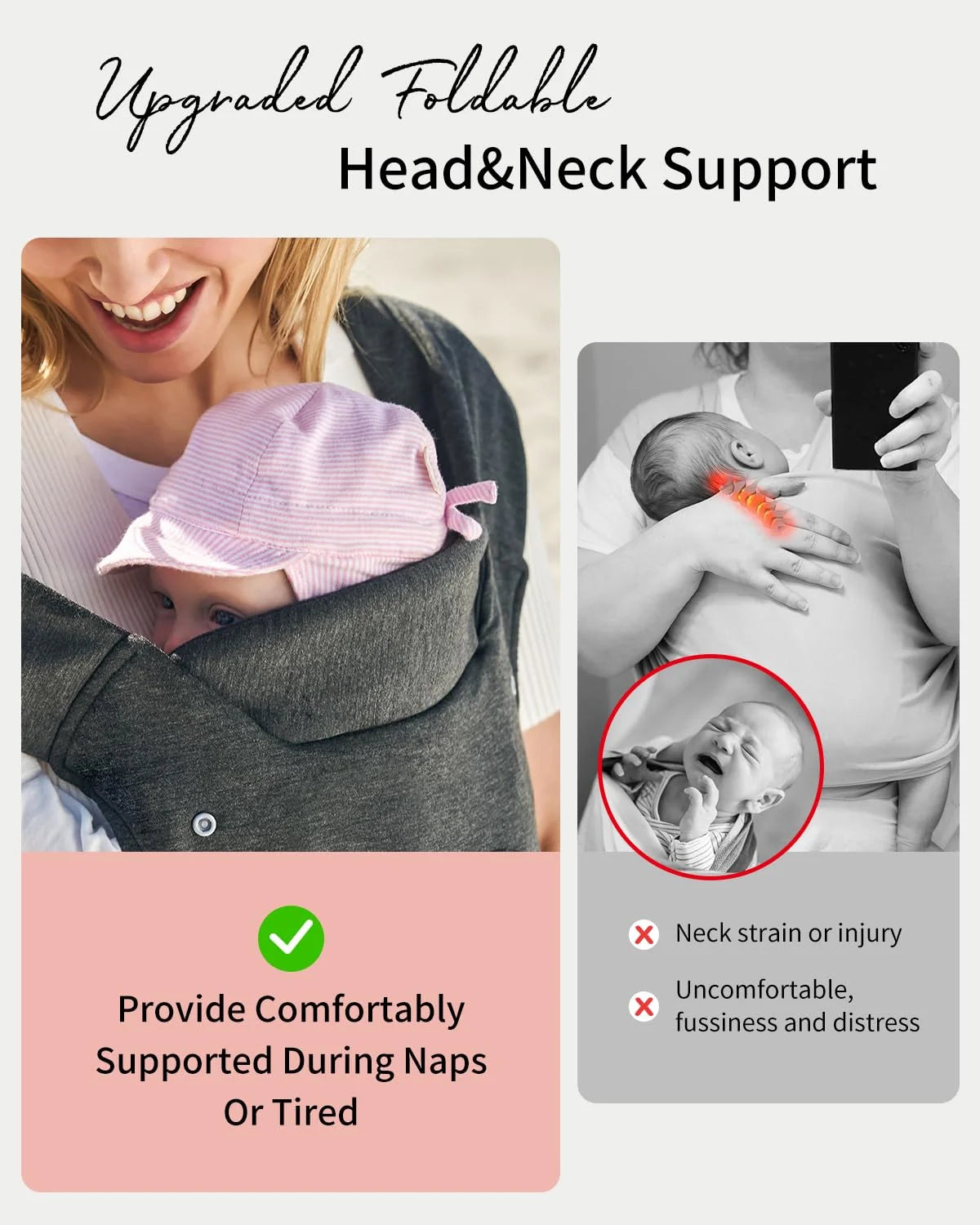 Baby Wraps Carrier Baby Carrier Newborn to Toddler Ergonomic Cozy Face-In and Front Facing for 7-25Lbs Baby Retractable
