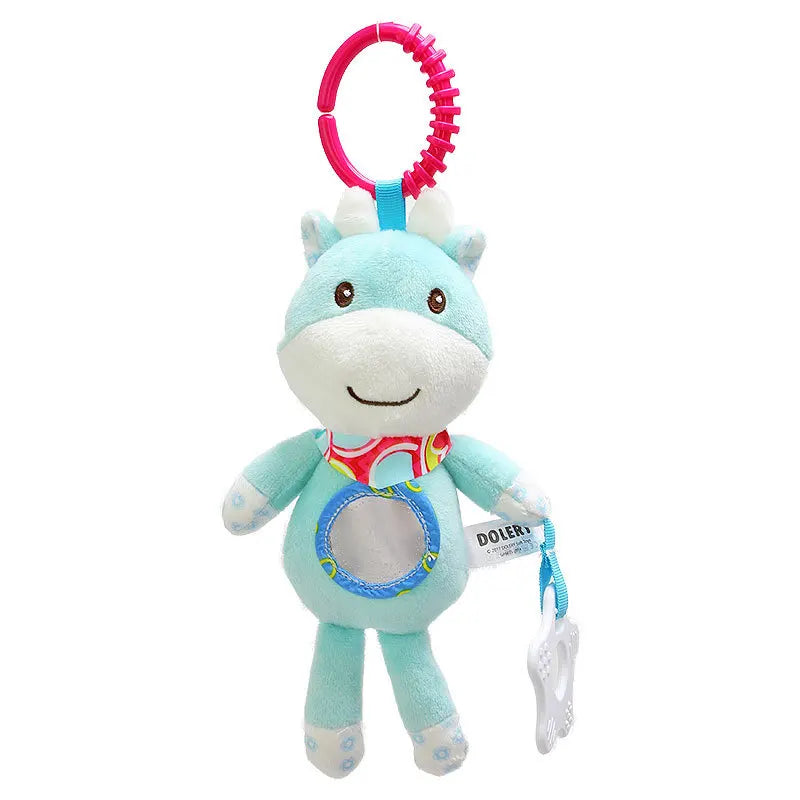 Soft Giraffe Zebra Animal Handbells Rattles Plush Infant Baby Development Handle Toys with Teether Baby Toy for Newborn Gifts