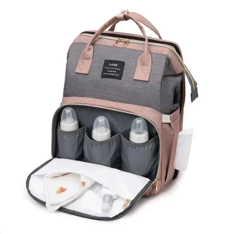 Mommy Bag Lightweight Portable Folding Crib Bed Large-Capacity Travel Maternity Bags Baby Backpack Female Mommy Outting Bag Gift