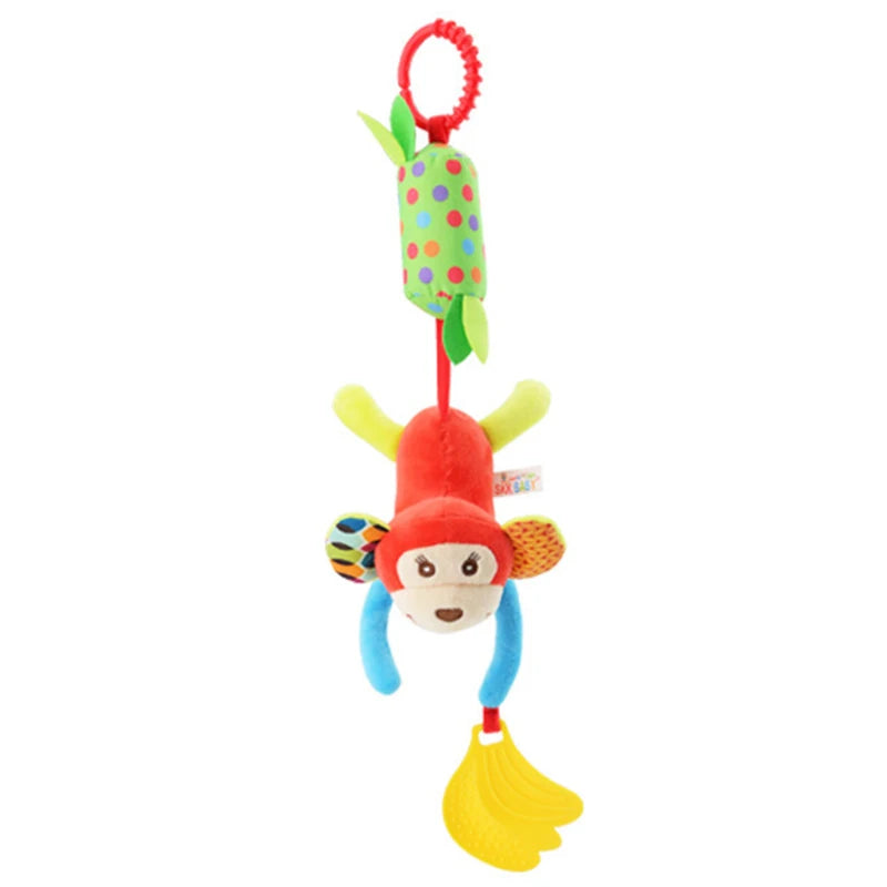 Soft Giraffe Zebra Animal Handbells Rattles Plush Infant Baby Development Handle Toys with Teether Baby Toy for Newborn Gifts