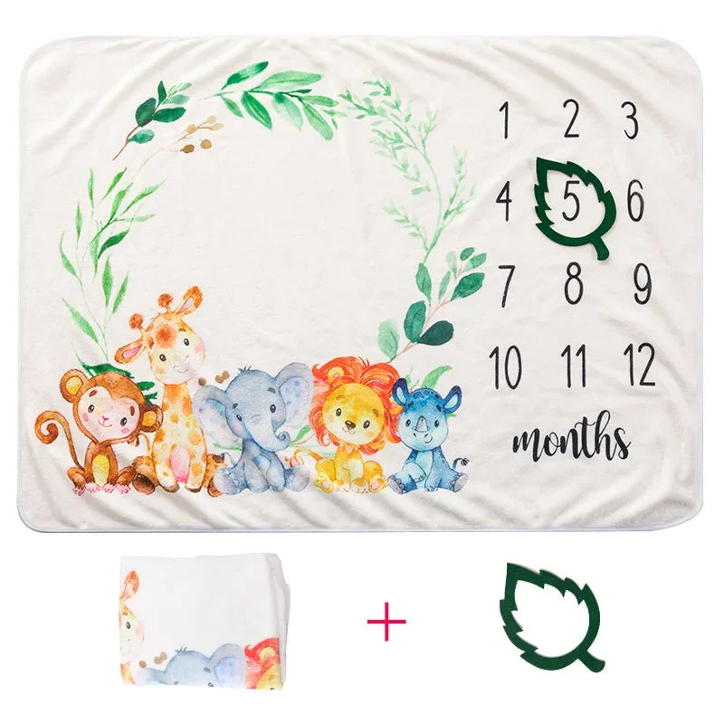 Baby Milestone Blanket Flannel Newborn Photography Props Infant Photo Background Blanket Growth Record Photography Accessories