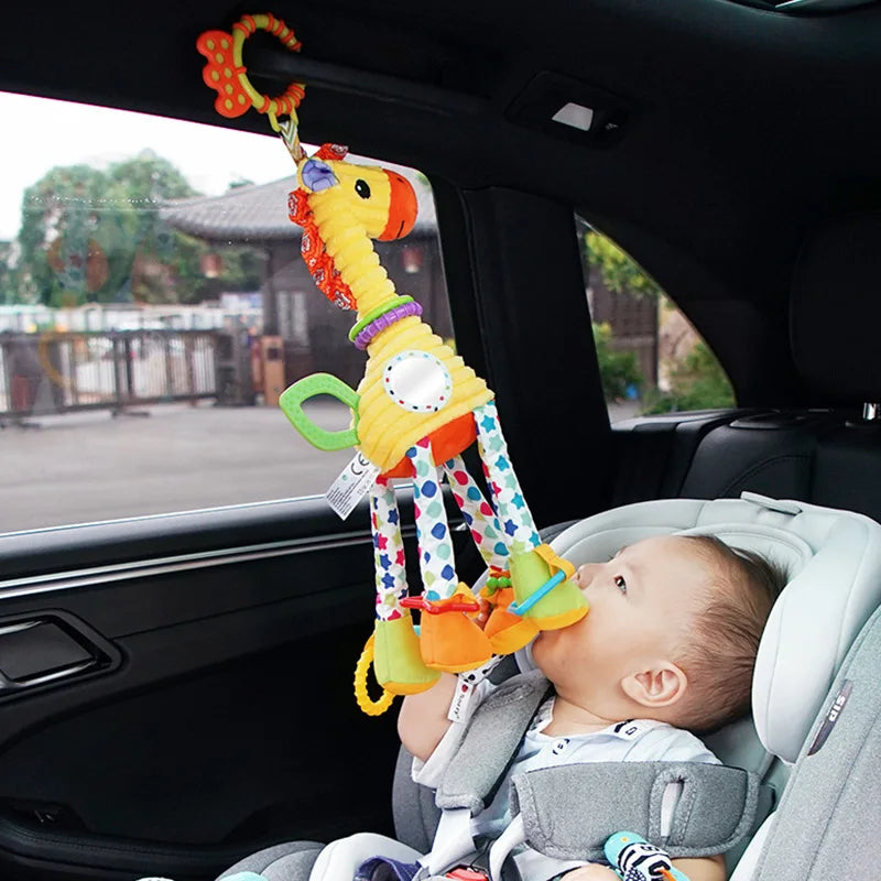 Soft Giraffe Zebra Animal Handbells Rattles Plush Infant Baby Development Handle Toys with Teether Baby Toy for Newborn Gifts