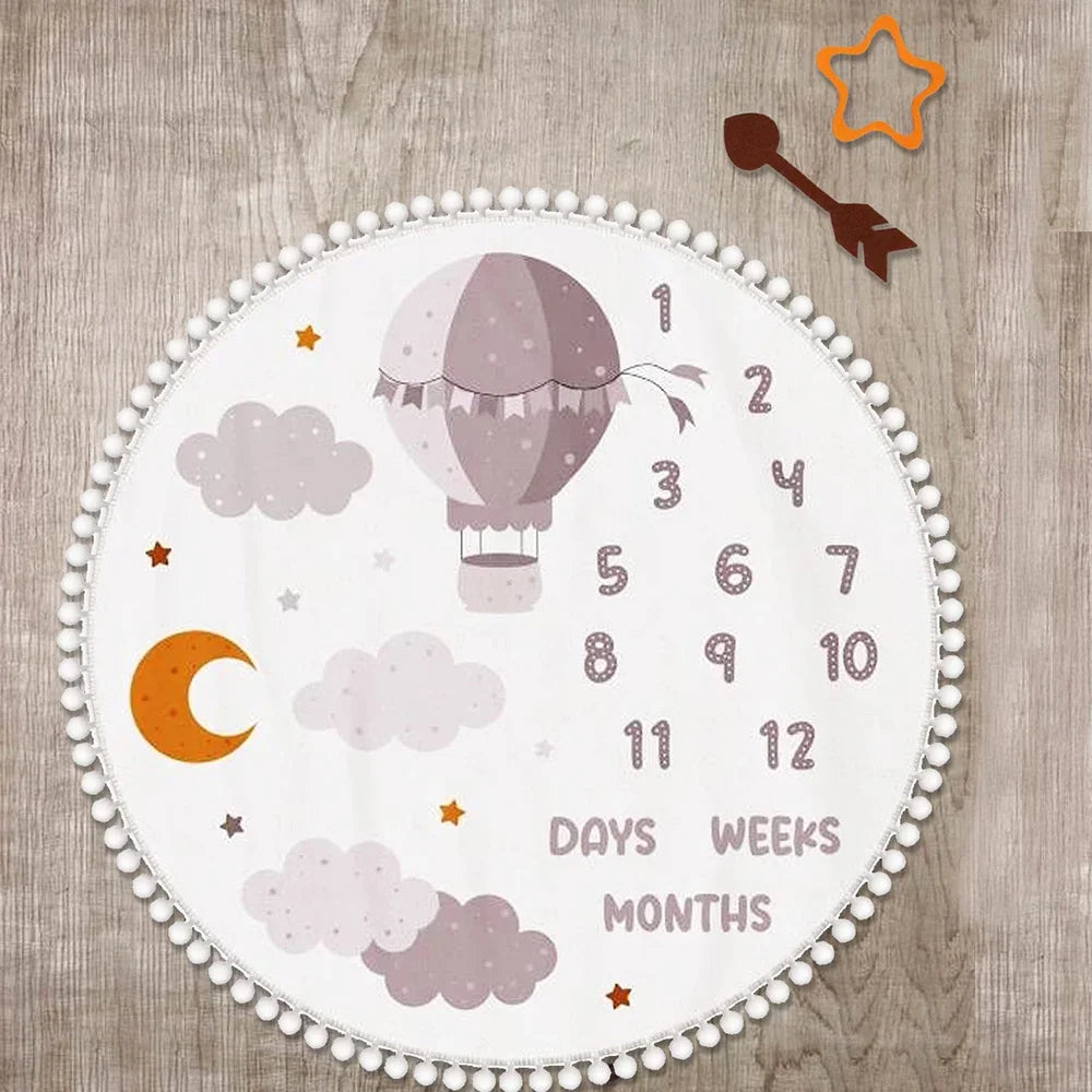 Flannel Month Milestone Blanket Baby First Year Calendar Monthly Growth Chart Shower Gift Newborn Photography Backdrop