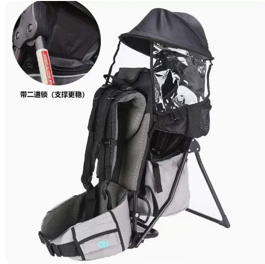 Multifunctional Baby Travel Chair – Rainproof and Cold-Proof, Portable Outing Back Frame Stool, Foldable Child Seat