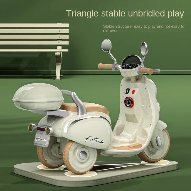 1-6 Years Old Children'S Electric Motorcycle Outdoor Male and Female Children Tricycle Kids Classic Retro Three-Wheeled Toy Car