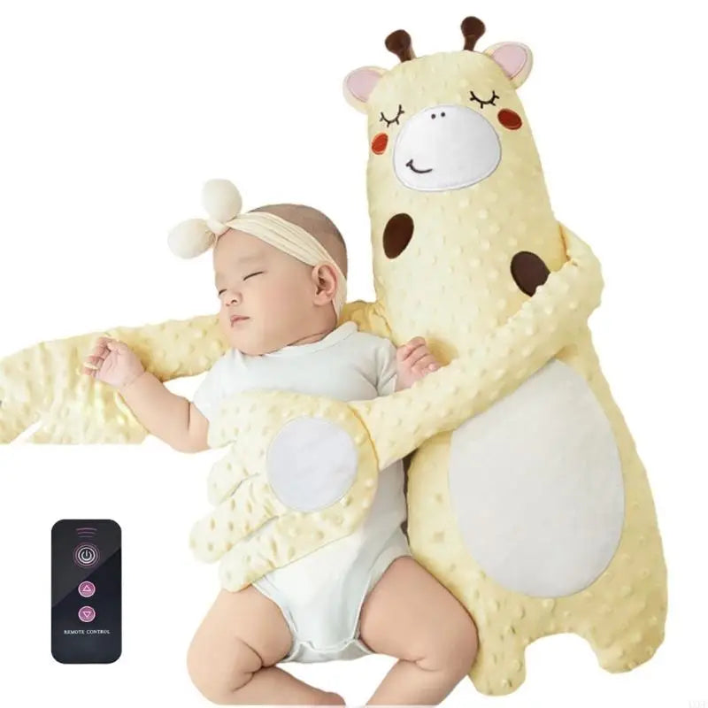 Baby Sleep Soothing Hand Toy Pattable Mood Pacify Pillow for Comforting Cartoon Animal Gentle Patting Doll No/With Music