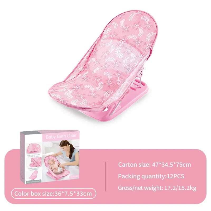 Baby Shower Chair Summer Bath Seat with Infant Pillow Foldable Floating Toddler Shower Stand Baby Bath Rack Bathtub Support