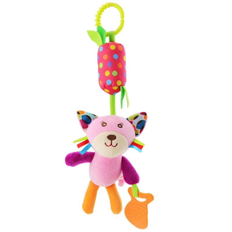 Soft Giraffe Zebra Animal Handbells Rattles Plush Infant Baby Development Handle Toys with Teether Baby Toy for Newborn Gifts