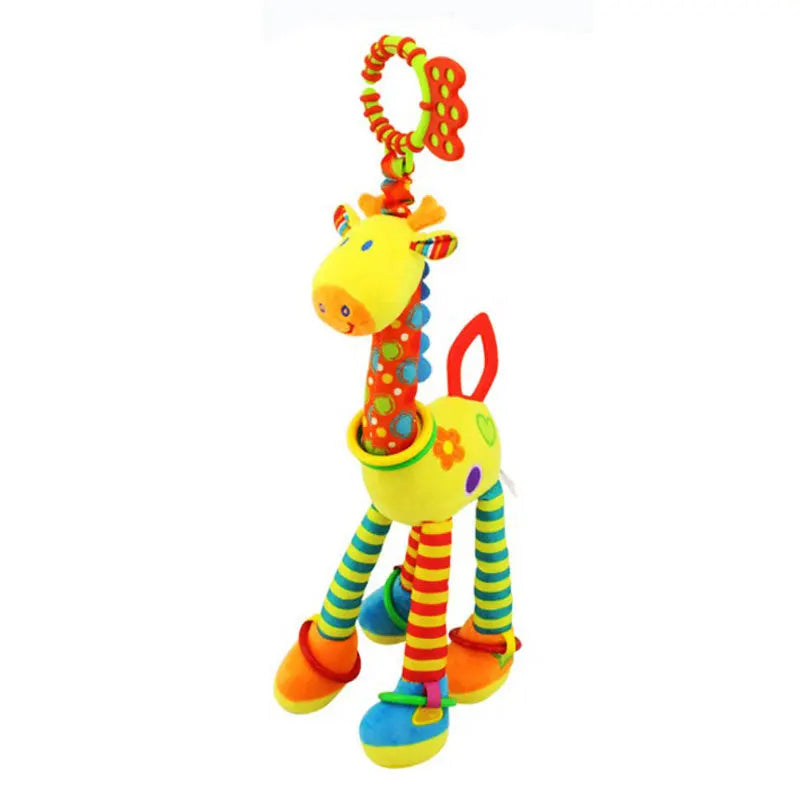 Soft Giraffe Zebra Animal Handbells Rattles Plush Infant Baby Development Handle Toys with Teether Baby Toy for Newborn Gifts