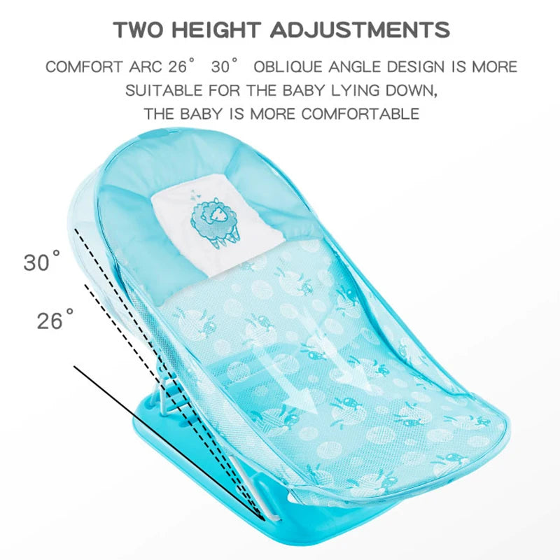 Baby Shower Chair Summer Bath Seat with Infant Pillow Foldable Floating Toddler Shower Stand Baby Bath Rack Bathtub Support