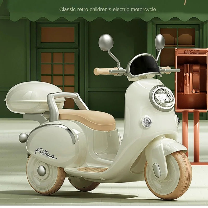 1-6 Years Old Children'S Electric Motorcycle Outdoor Male and Female Children Tricycle Kids Classic Retro Three-Wheeled Toy Car