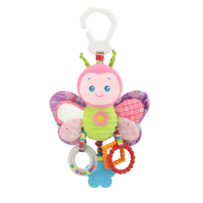 Soft Giraffe Zebra Animal Handbells Rattles Plush Infant Baby Development Handle Toys with Teether Baby Toy for Newborn Gifts