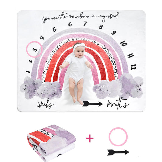 100*120Cm Baby Milestone Flannel Blanket Newborn Photography Blanket Baby Photo Shooting Background Growth Commemorative