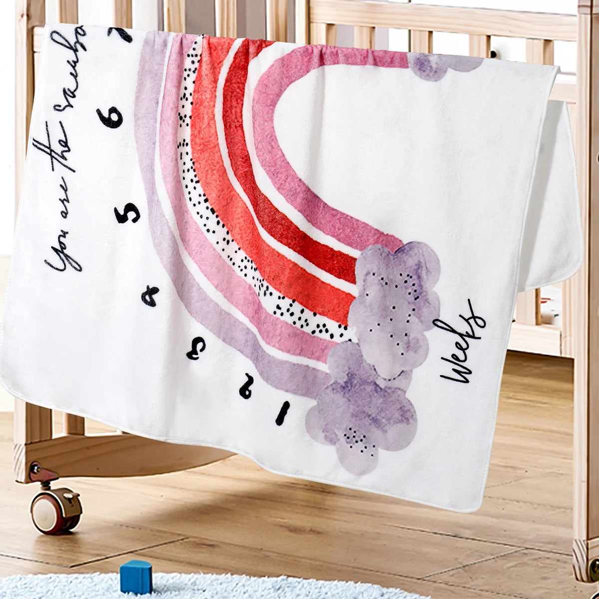 100*120Cm Baby Milestone Flannel Blanket Newborn Photography Blanket Baby Photo Shooting Background Growth Commemorative
