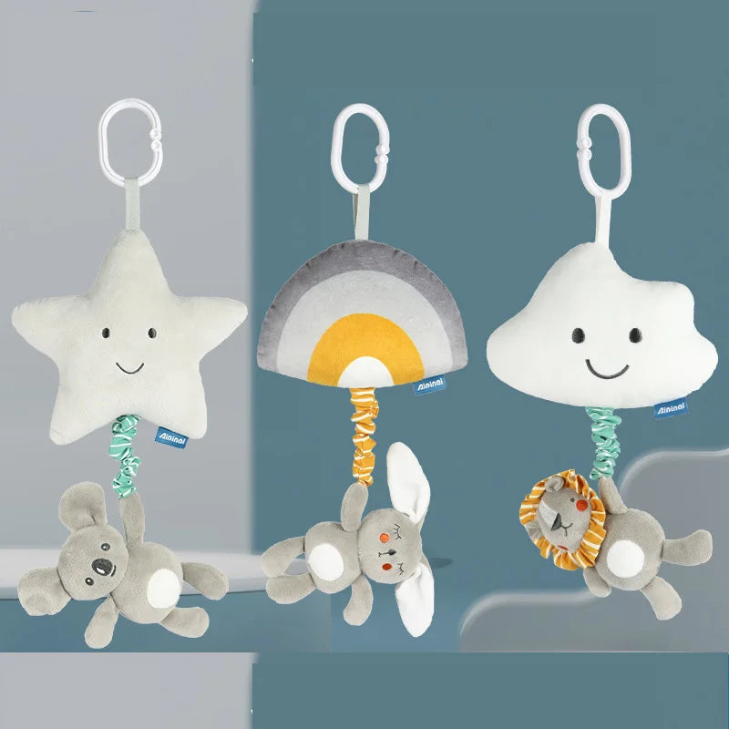 Baby Nordic Bed Rattles Hanging Toys Toddler Spiral Pram Toy Baby Car Carriage Plush Owl Mobile 0 6 12 Months Stroller Hang Girl